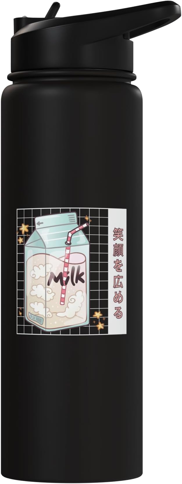 Cute Milk Carton Kawaii Japanese Stars Clouds Stainless Steel Insulated Water Bottle