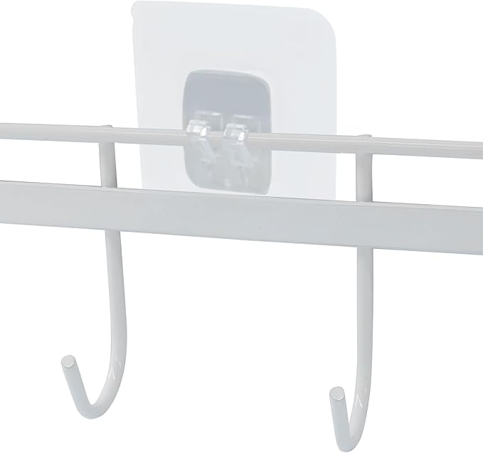 2 Pcs Kitchen Utensil Rack with 4 Adhesives - Adhesive Kitchen Utensils Hanging Rack Utensil Holder for Kitchen, Bathroom, and Bedroom(White)
