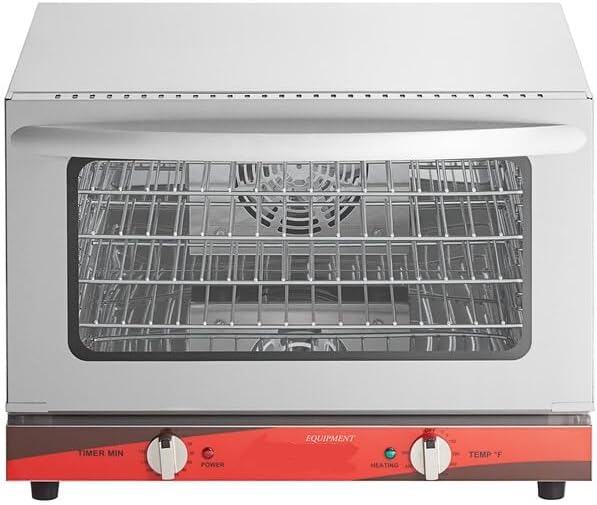 Full Size Commercial Countertop Convection Oven, 4.4 cu. ft., Electric, 208/240V, Stainless Steel, 4 Racks, 150-550°F Temperature Range, 32x28x23 Inches