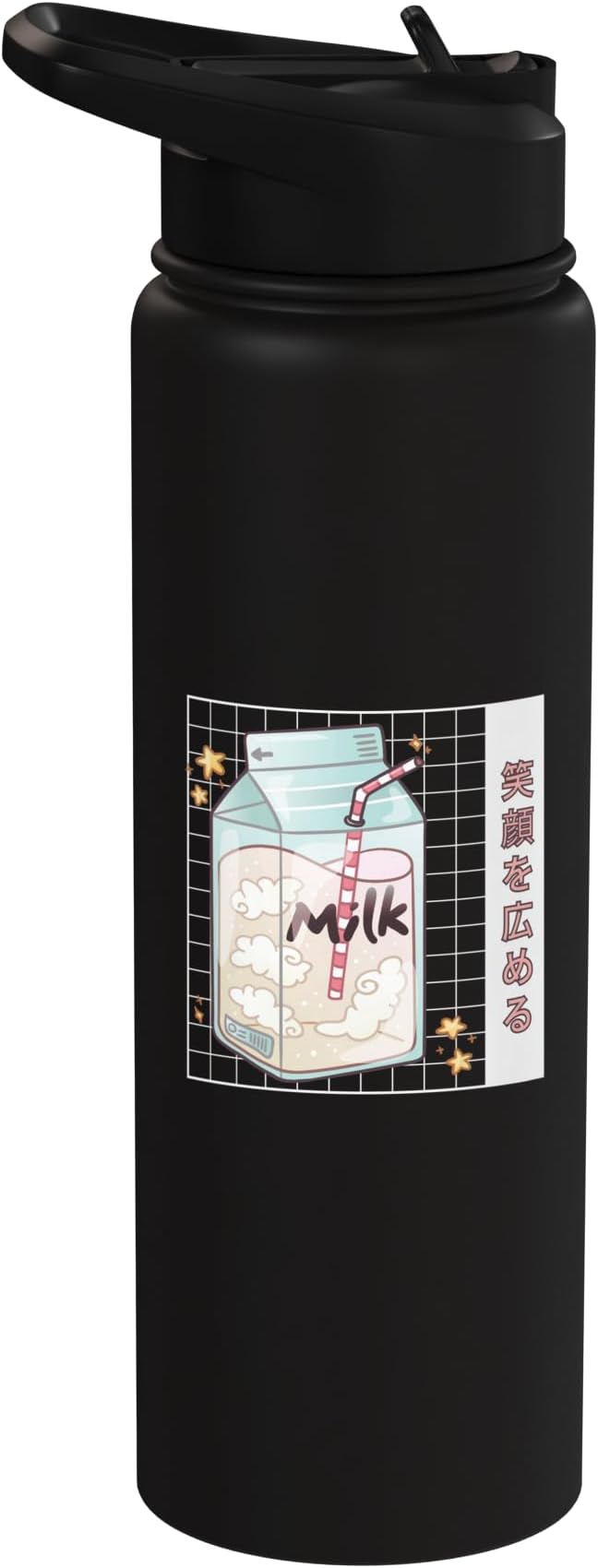 Cute Milk Carton Kawaii Japanese Stars Clouds Stainless Steel Insulated Water Bottle