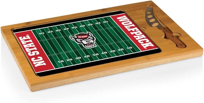 PICNIC TIME NCAA Icon Glass Top Cutting Board & Knife Set, Cheese Boards Charcuterie Boards, Serving Platter, (Parawood & Bamboo)