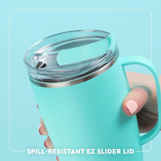 Swig Life 18oz Travel Mug, Insulated Tumbler with Handle and Lid, Travel Coffee Mug, Cup Holder Friendly, Stainless Steel 18 oz Tumbler, Reusable Insulated with Lid (Green Thumb)