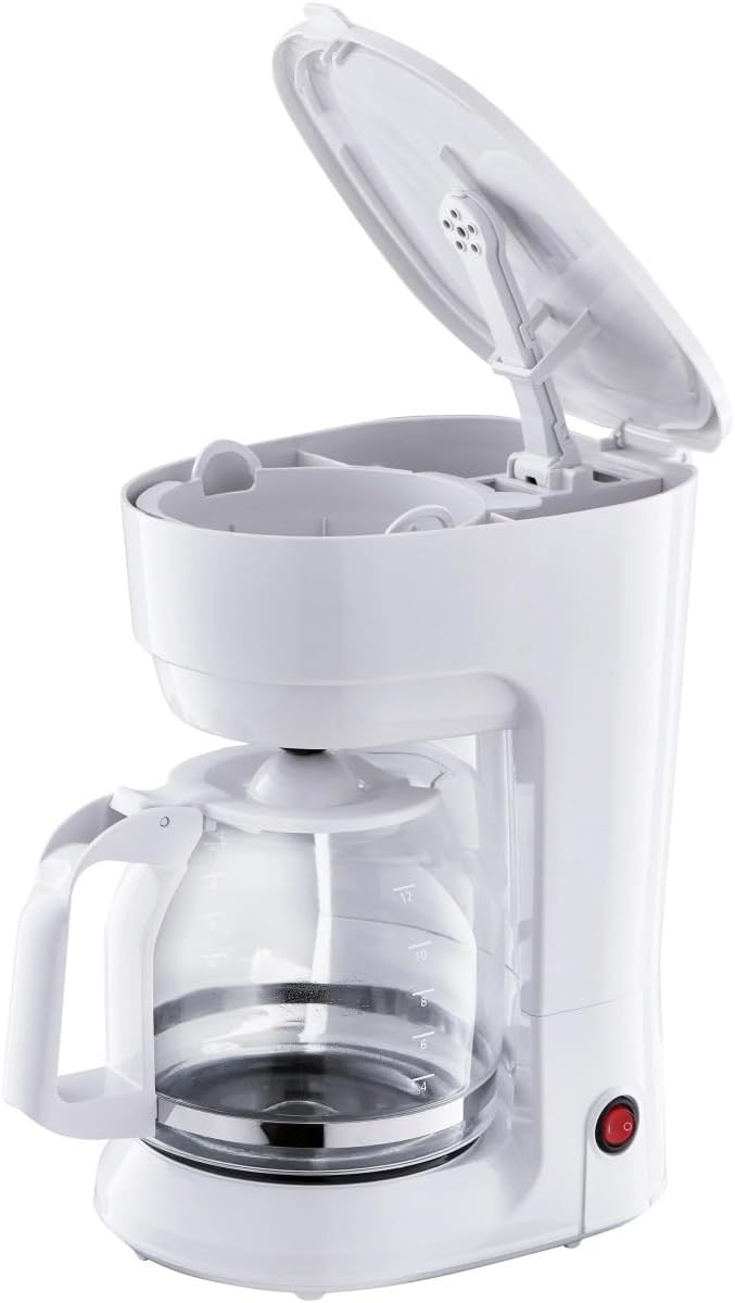 12-Cup Coffee Maker with Easy On/Off Switch, Easy Pour, Non-Drip Carafe with Removable Filter Basket,Keep Hot Plate,Clear Water Level Window Coffee Machine, Black (White)