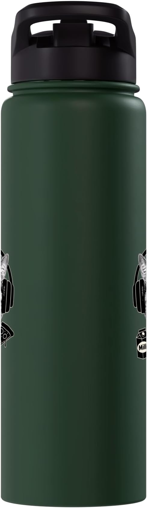 Cat With Headphones Milk Pizza Retro Alien Nostalgia Stainless Steel Insulated Water Bottle