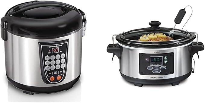 Hamilton Beach Digital Programmable Rice Cooker, Slow Cooker & Food Steamer Bundle (20 Cups Cooked)