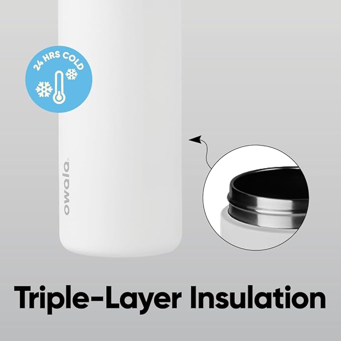 Owala FreeSip Insulated Stainless Steel Water Bottle with Straw, BPA-Free Sports Water Bottle, Great for Travel, 24 Oz, Shy Marshmallow