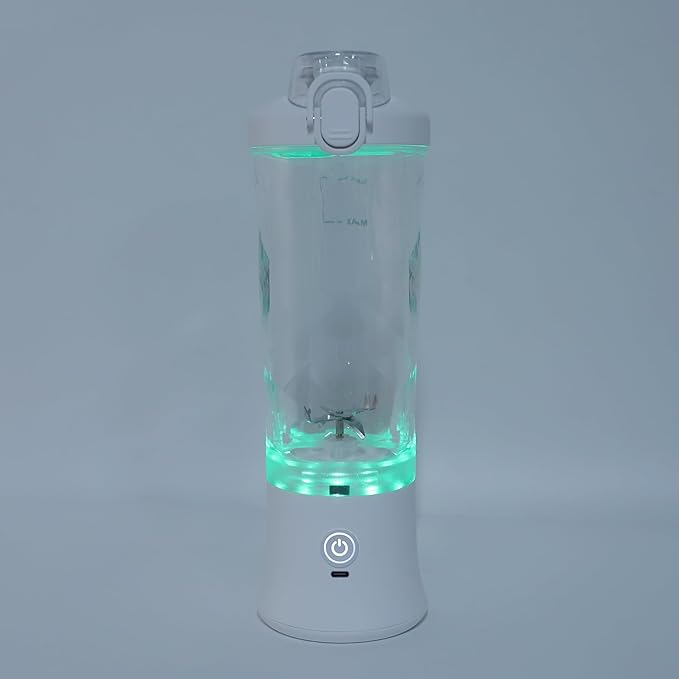 Generic Portable Blender, 600ml 18000RPM USB C Rechargeable Mini Juicer Cup, Stainless Steel Blades Blender with RGB Light, Ideal for Travel, Gym & Sports