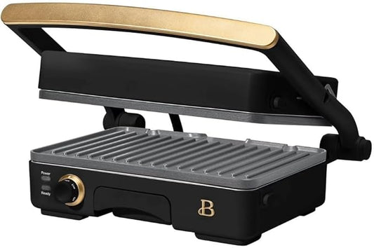 Panini Press Indoor Grill 1 2-in-1200W Non-Stick Removable Plates Sandwich Maker by Drew Barrymoree. (Black Seaseme)