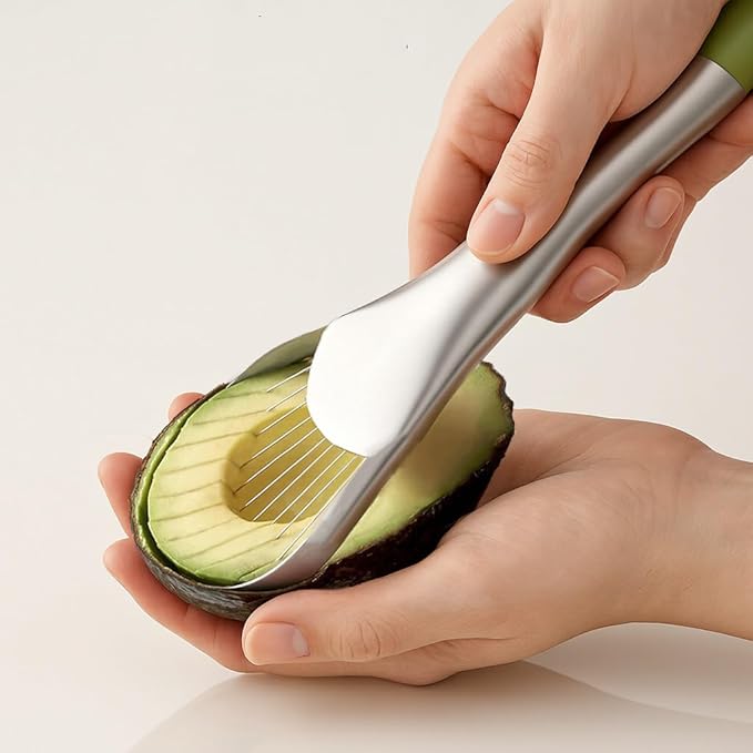 QPQ 2-in-1 Avocado Slicer & Pitter, Stainless Steel Kitchen Tool with Wire End for Scooping, Loop End for Pit Removal, Dishwasher Safe
