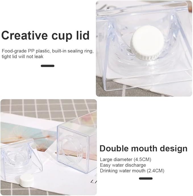 6 Pack Milk Carton Water Bottles 34oz/1000ml Leak Proof Plastic Water Bottle Reusable BPA Free Sports Water Bottle Carton Shaped Juice Milk Bottle for Gym Camping Hiking Travel Sports, Dishwasher Safe