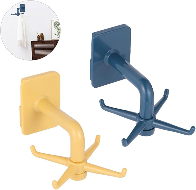 Unomor 2pcs Wall-Mounted Rotatable Hangers Storage Rack for Kitchen Bathroom Utensil Organizer with Rotation Smooth Surfaces