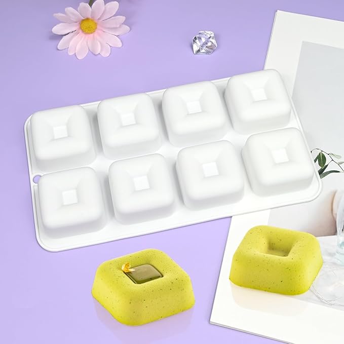 mostsom Silicone Molds Mousse Mold Square Silicone Candy Molds For Chocolate Truffle Mousse Cake Dessert Mold DIY Baking Mold Baking Tool 8-Cavity Butter Mould (H_ Small Square)