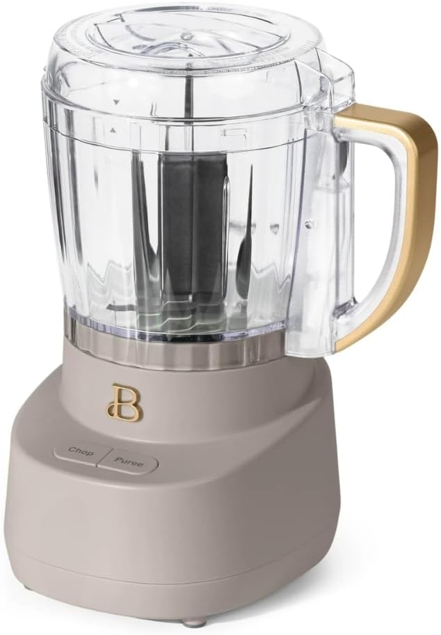 3-Cup Mini Food Chopper 250W with Bowl, Electric Food Processor, Chop & Puree Function, Dishwasher Safe Parts, Safety Lid, Compact Kitchen Appliance (Porcini Taupe)