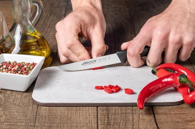 Arcos Vegatable Knife 4 Inch Stainless Steel. Professional Vegetable Knife for Peeling Fruits and Vegetables. Ergonomic Polyoxymethylene Handle and 110 mm Blade. Series Niza. Color Black