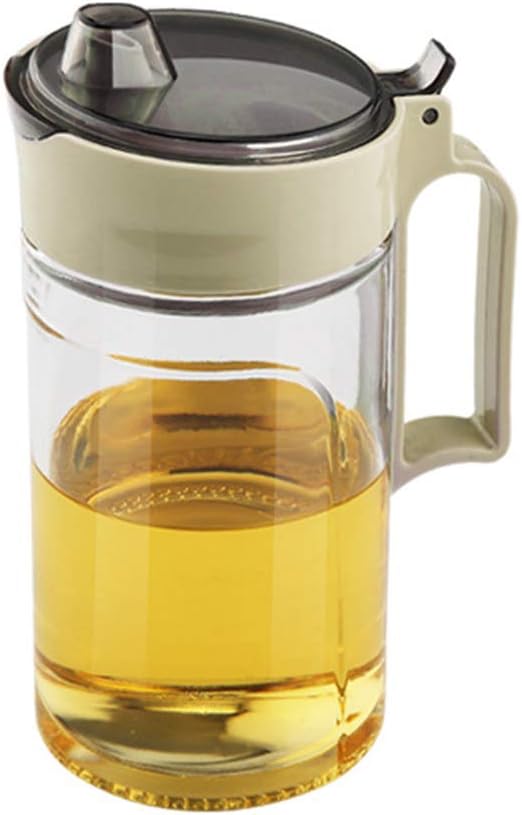 TENTA KITCHEN Oil Dispenser Vinegar Dispenser Maple Syrup Dispenser Glass Bottle Cruet No Drip Plastic Bottle Spout with Protective Cap drip Free Pour spout restarant 22Oz (Beige 1PC)