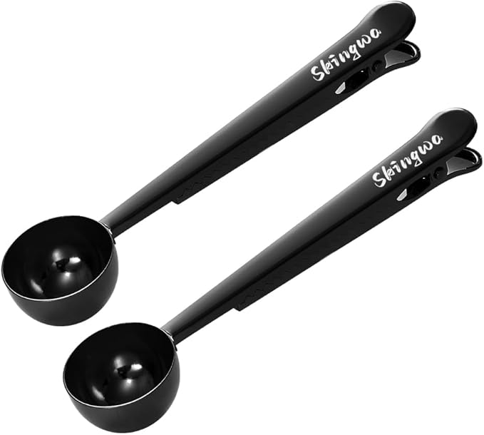 Coffee Scoop with Bag Clip, Multi-Function Milk Powder Measuring Spoon, 20ml (2*Black)