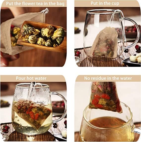 NEPAK 600 Pcs Disposable Tea Filter Bags for Loose Tea,Drawstring Empty Bag for Loose Leaf Tea,with 100% Natural Unbleached Paper(2.76 x 3.54 inch)