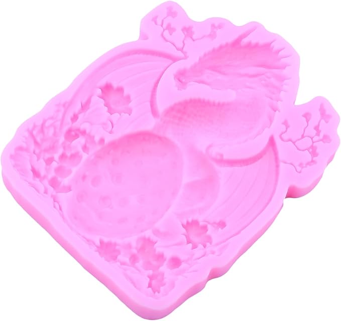 Dragon Fondant Molds Dragon Egg Silicone Candy Mold For Cake Decoration Cupcake Topper Candy Polymer Clay Gum Paste Set Of 2