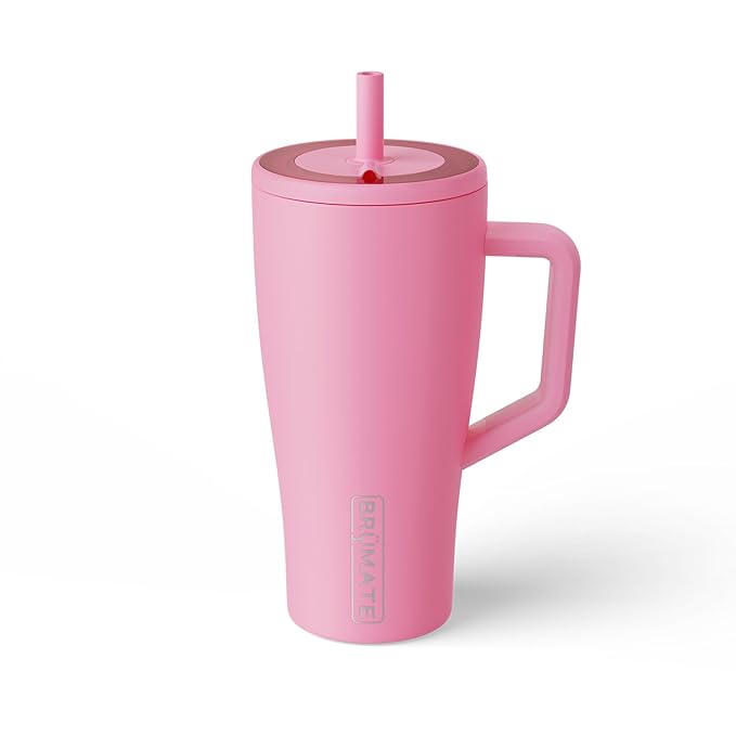 BrüMate Era 30 oz Tumbler with Handle & Straw | 100% Leakproof Insulated Water Bottle Tumbler with Lid & Flexible SoftSip Straw | Made of Stainless Steel | Cup Holder Friendly | 30oz (Primrose)