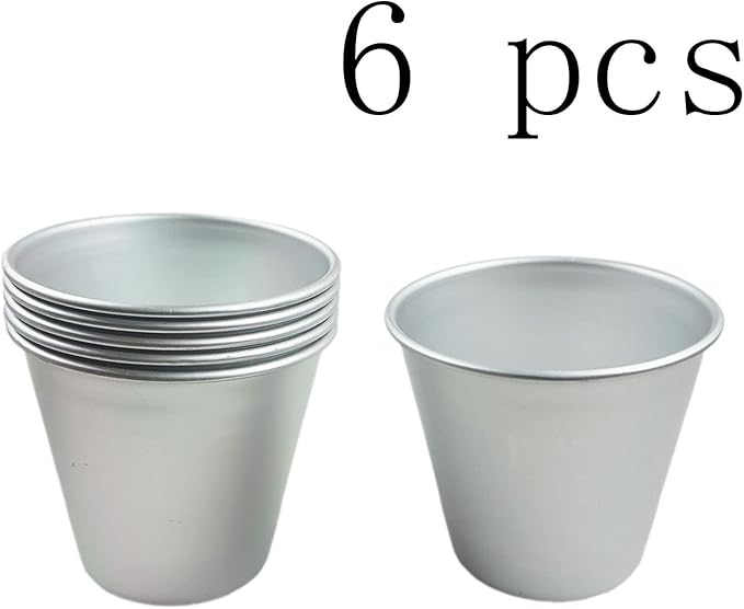 6 Packs Popover Pan， Large Individual Muffin Mold, Aluminium Pudding Cup, Chocolate Molten Mould, Raspberry Souffle Baking Maker, Brownie Tumbler -for Pie, Egg Tart, Cake (Size 3.4"x 3.2")
