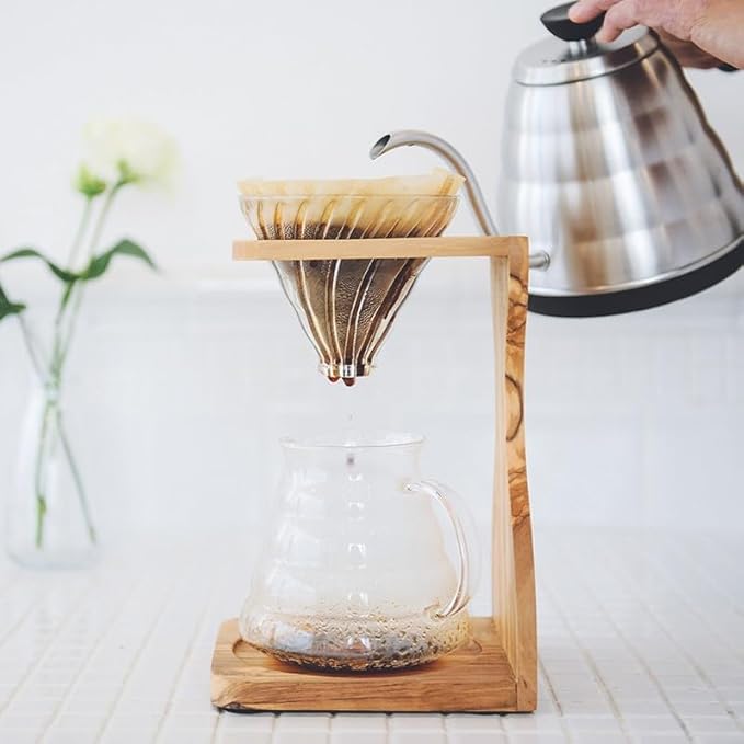 Hario V60 Olive Wood Pour Over Stand Set