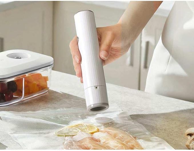 Vacuum Sealer for Food - Powerful Handheld Vacuum Sealer Machine + 30 Reusable Vacuum Bags, Featuring LED Pressure Display, Portable Food Sealer for Freshness and Preservation