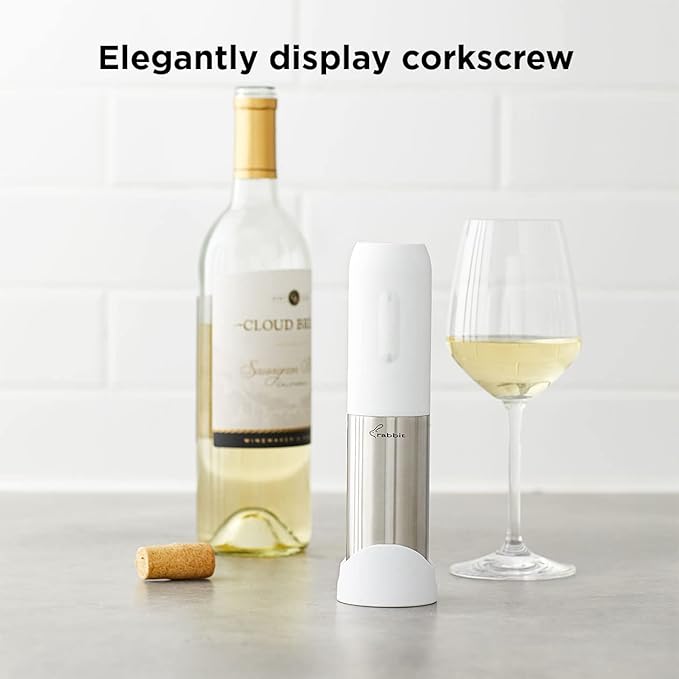 Rabbit Compact Electric Wine Opener - Electric Corkscrew with Built-In Foil Cutter, Rechargeable and Portable, Easy Wine Bottle Opening