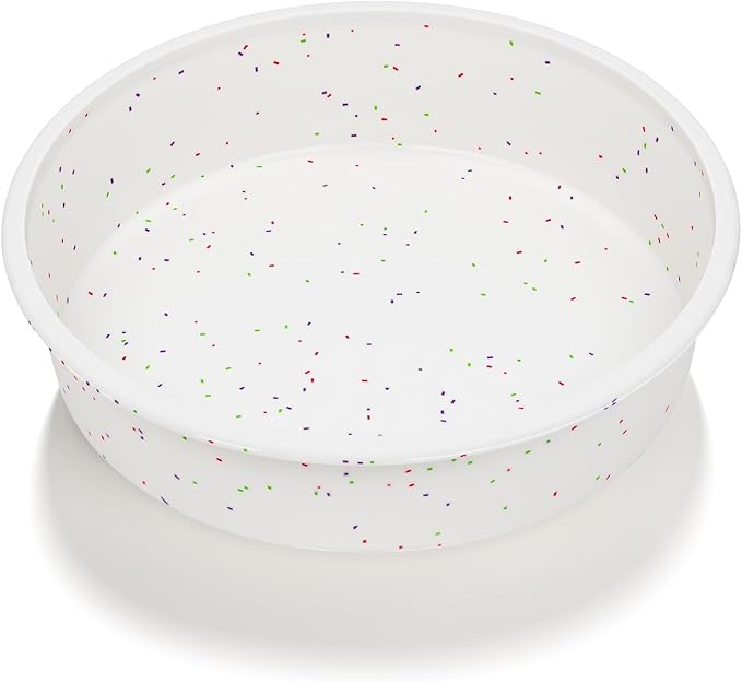 SJ 8 Inch Silicone Round Cake Pan with Metal Reinforced Frame 1Pack, Nonstick Silicone Cake Mold for Baking Suitable for Making Layers, Cheese & Chocolate Cakes