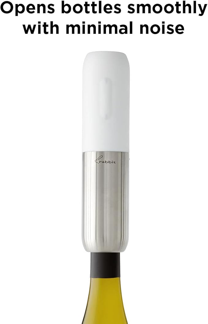 Rabbit Compact Electric Wine Opener - Electric Corkscrew with Built-In Foil Cutter, Rechargeable and Portable, Easy Wine Bottle Opening