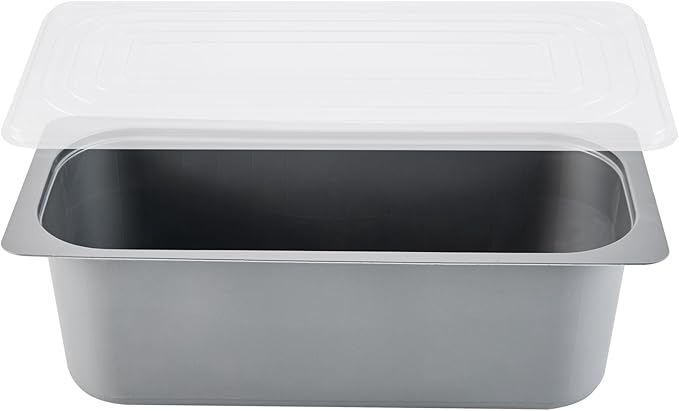 Restaurantware-RW Base 5 Quarts Ice Cream Containers, 25 Rectangle Disposable Containers - Durable, With Clear Lid, Black Plastic Box, For Ice Creams, For Cafes