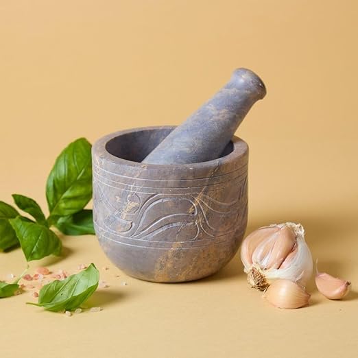 Mini Mortar Pestle Set, Kitchen Tools, Kitchen Countertop Decor, Grinding, Crushing, Herbs, Garlic, Nuts, Spices, Rustic Style, Handcrafted, Made from Soapstone, Natural Beige