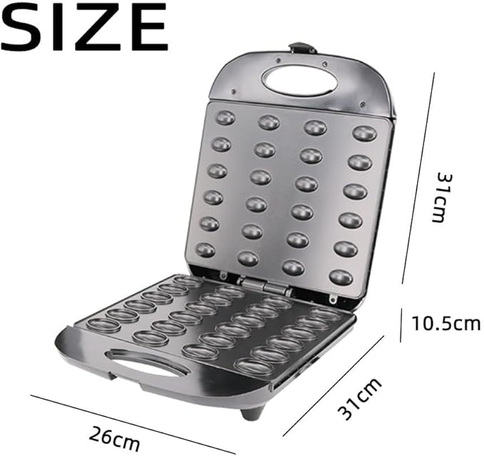 Electric Walnut Cookie Maker 24 Holes Mold Maker Electric Walnut Snacks Maker Mini Nut Machine Sandwich Iron Electric Nut Mold Maker Oreshek, Non-stick Easy to Clean, Black