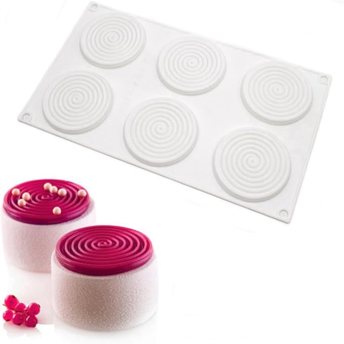 6 Holes Spiral Shape Silicone Mold 3D Cake Moulds Mousse for Ice Creams Chocolate Pastry Bakeware Dessert Art Pan