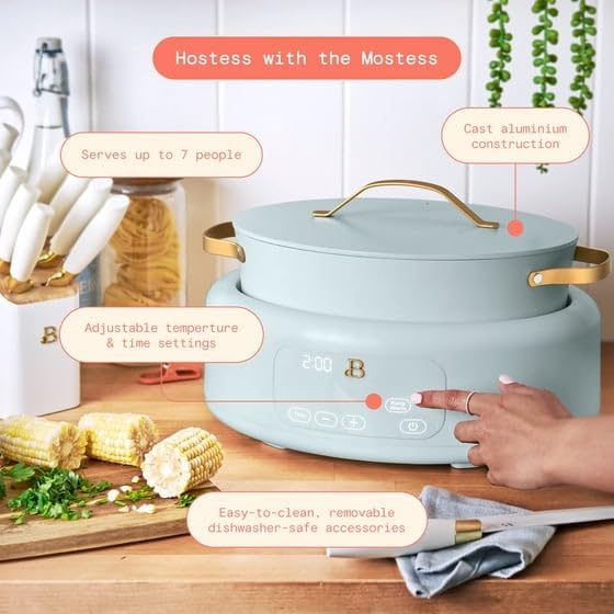 10-in-1, 6 Qt Electric Multi-Cooker with 7 Preset Functions, Hydrangea