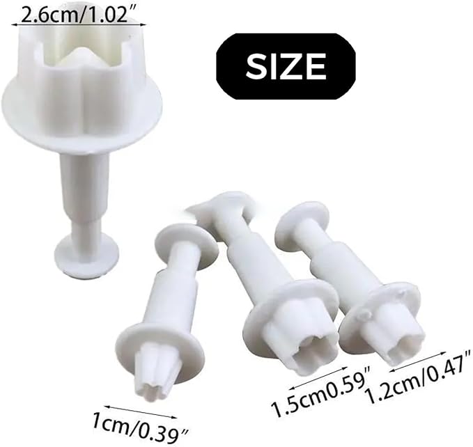 1 Set Heart Shape Fondant Flower Cutter,White Flower Plunger Cookie Cutter, Cake Decorating Tools,Dessert And Candy Sculpting Tools,White Baking Accessories