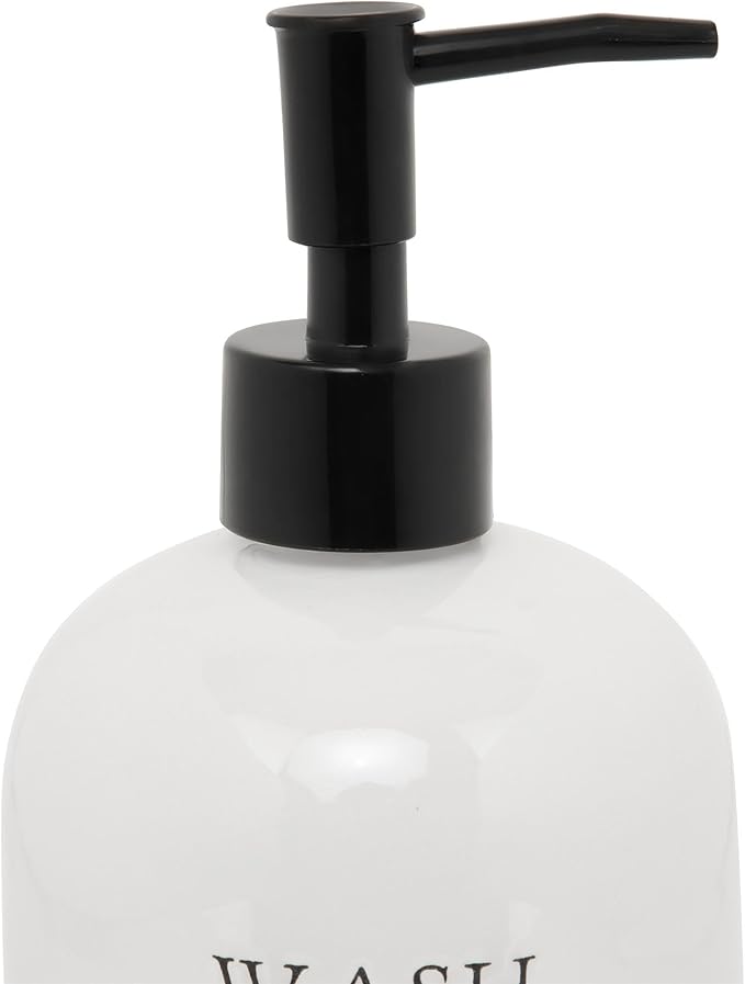 Young's Inc Farmhouse Soap Dispenser, Decorative Dish and Hand Soap Dispenser for Country Bathroom and Kitchen Counter, White, 7 Inches