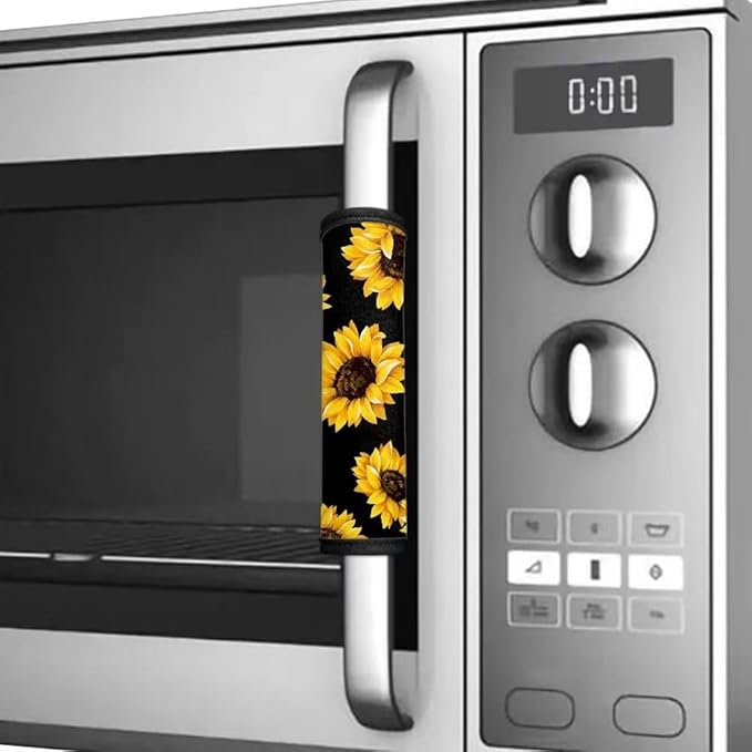 Sunflower Print Refrigerator Door Handle Covers 6pcs Fashion Design Anti-Skid Protector Gloves Kitchen Appliance Covers Decor for Refrigerator Door Oven Dishwasher