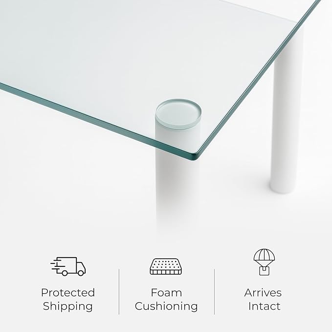 Fab Glass and Mirror Tempered Glass Table Top 36x72 Inch Rectangle 1/4" Thick Clear Furniture Protector with Flat Polish Edge Eased Corners for Coffee Dining Tables Desks