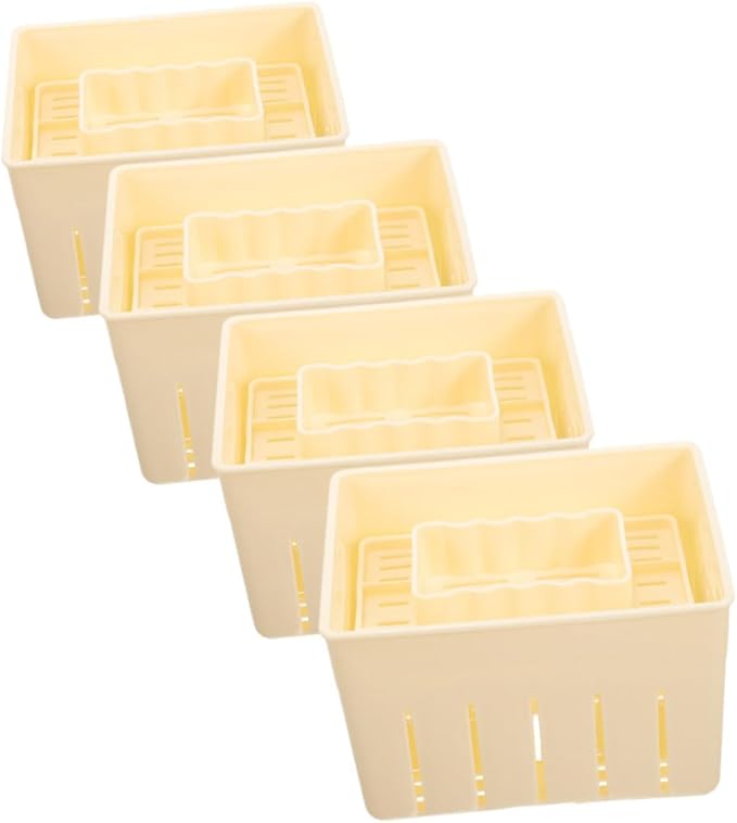 Cabilock 2sets Tofu Press Tool Cheese Press for Cheese Making Tofu Molding Kitchen Essential for Homemade Practical and Easy to Use Mold 4pcs*2