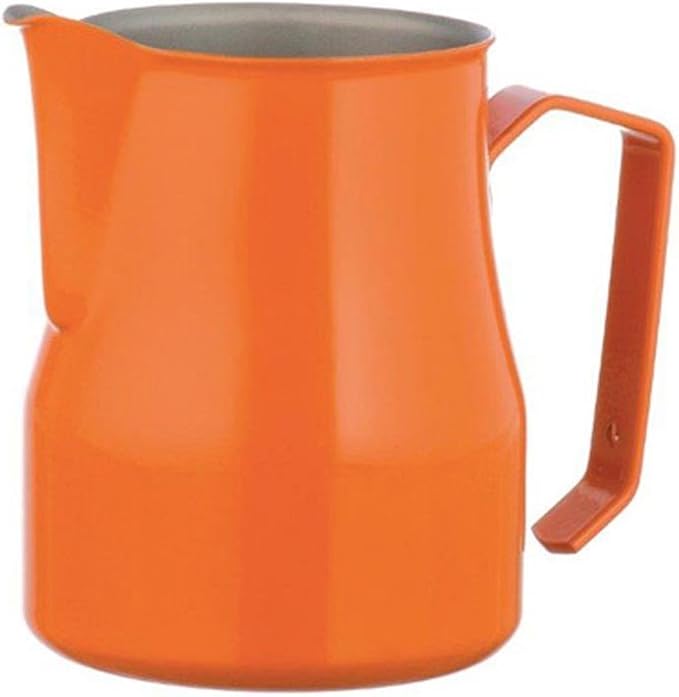 Motta Stainless Steel Professional Milk Pitcher, 25.4 fl. oz., Orange