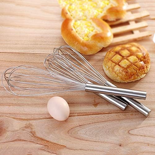 Stainless Steel Whisks with 3 Packs 8"+10"+12" Kitchen Whisk Set Kitchen Whip Kitchen Utensils Wire Whisk Balloon Whisk Set for Blending Whisking Beating and Stirring