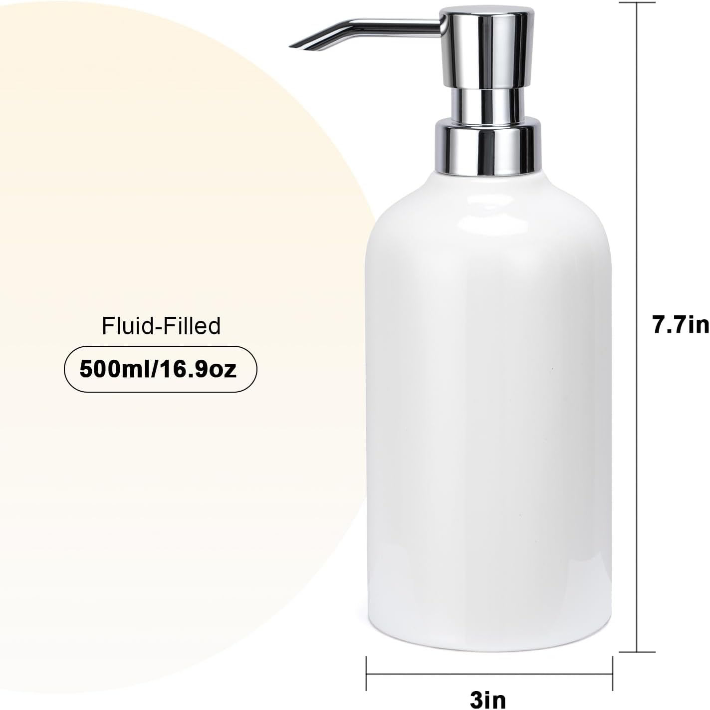 Ceramic White Soap Dispenser Bathroom, 2 Pcs 16.9oz Hand Soap Dispenser for Kitchen, Hotel