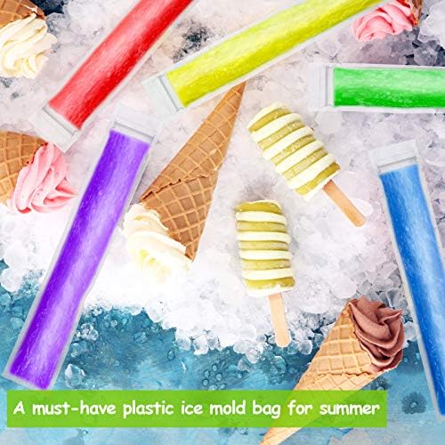 Shappy 450 Pcs Disposable Ice Pop Mold Bags with 3 Silicone Funnels Freezer Tubes with Zipper Seals DIY Ice Pop Bags Bulk for Yogurt Healthy Snacks Juice Fruit Smoothies(11 x 2.16 Inch)