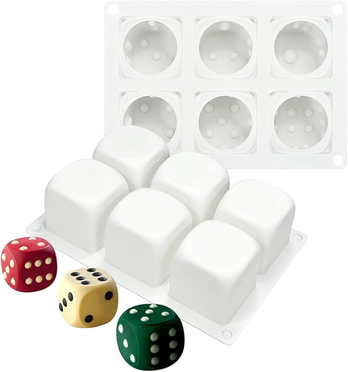 mostsom Silicone Molds Mousse Mold Silicone Pastry Mold 6 Cavity 3D Dice Dessert Mousse Cake Molds for Baking DIY Craft Soap Candle Mold Cake Decoration Tools (A_ Dice Shape)