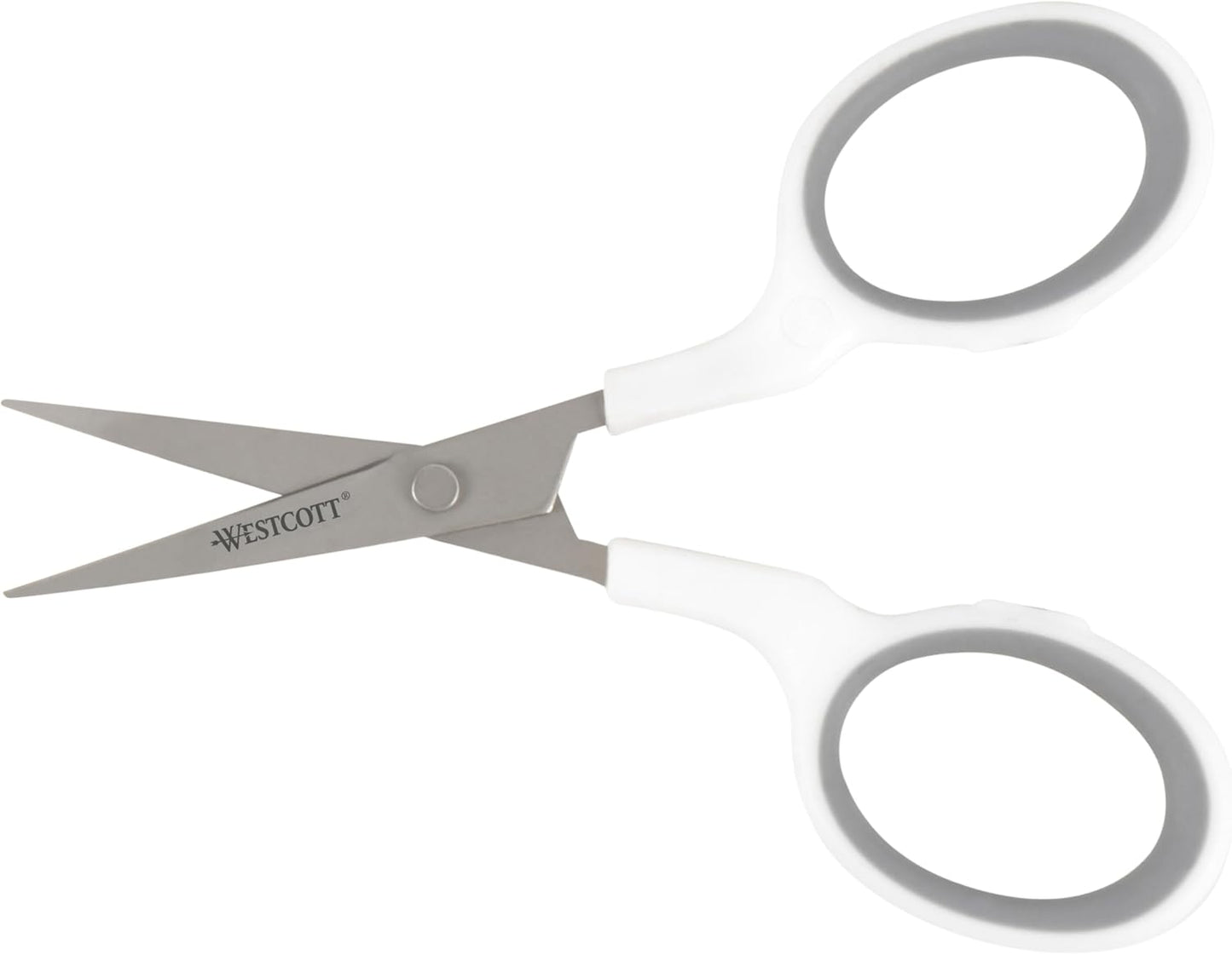 Westcott 4" Embroidery Scissors with Straight Titanium-Bonded Blades for Crafting, Sewing & More (White/Gray)
