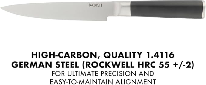 Babish 8-Inch Forged Carving Knife – High-Carbon 1.4116 German Steel Full Tang Kitchen Knife for Precision Meat and Poultry Slicing