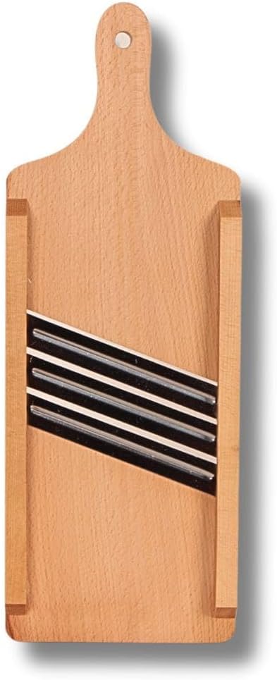 Wooden Cabbage Shredder, Vegetable Slicer for Food Preparation, Sauerkraut, Coleslaw, Salads. Pre-Oiled. Three Blades. A Cut Resistant Glove.