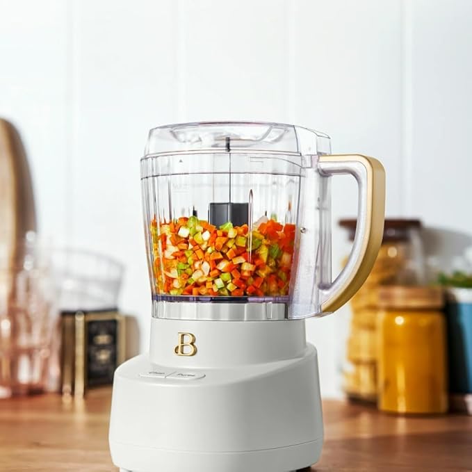3-Cup Mini Food Chopper 250W with, Electric Food Processor, Chop & Puree Function, Dishwasher Safe Parts, Safety Lid, Compact Kitchen Appliance (White Icing)