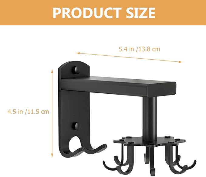 Zerodeko Rotatable 8-Claw Kitchen Utensil Hooks, Thickened Black Space Aluminum Wall Hooks for Hanging, 360° Swivel Multifunctional Hanging Organizer for Home Kitchen Storage