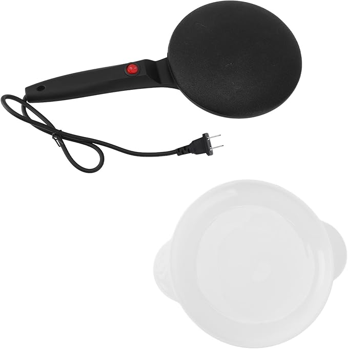 Electric Crepe Maker, Portable Crepe Maker Dipping Plate for Egg Roll Tortilla, On Off Switch, Nonstick Coating and Automatic Temperature Control (US Plug 100‑240V)